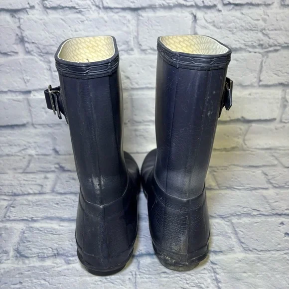 Hunter Women's Original Short Boot Navy Womens 7 Mens 6 Rain Boots Waterproof - Picture 5 of 11